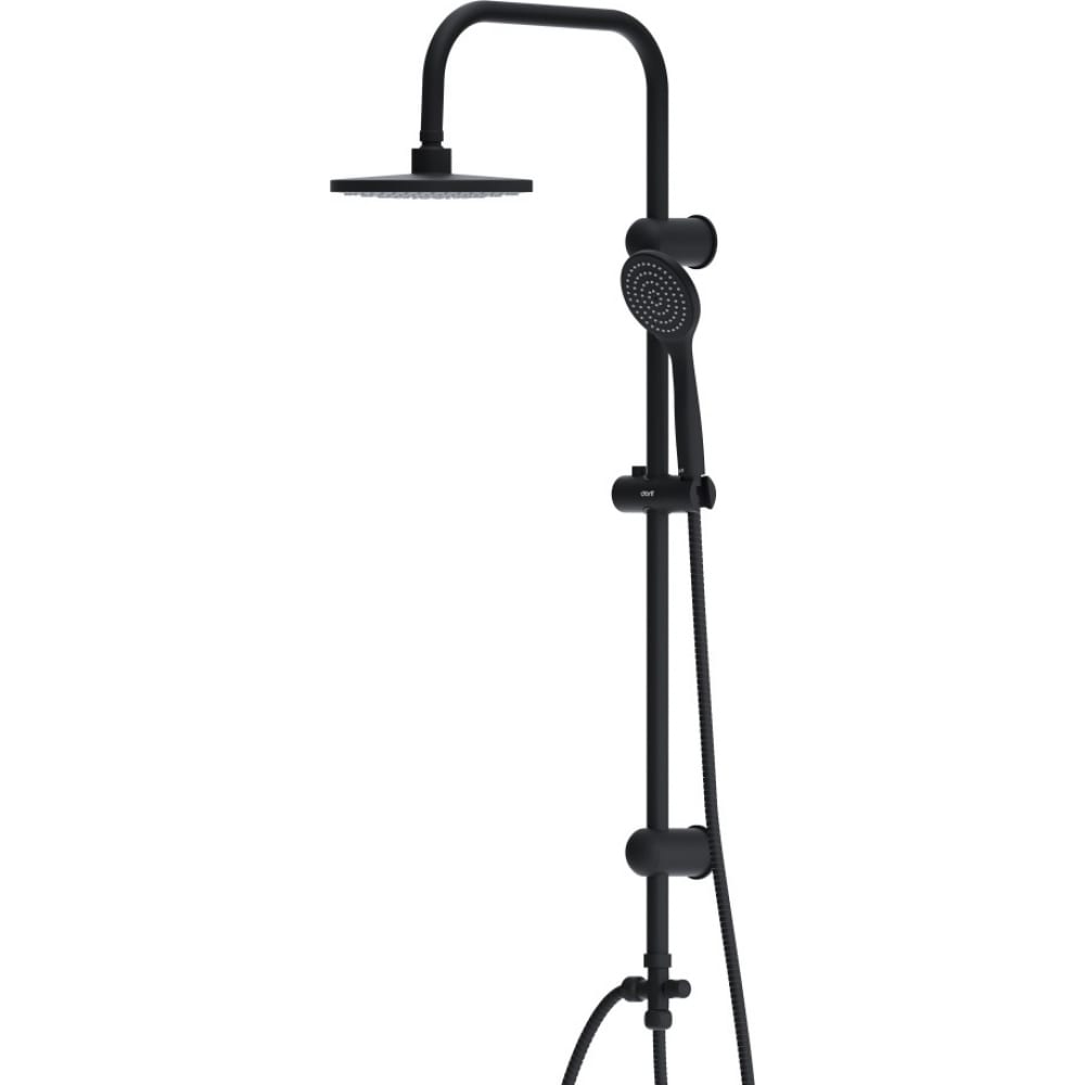 фото Душевая система с тропическим душем dorff comfort, ручной душ 1f, цвет черный d0708000bl