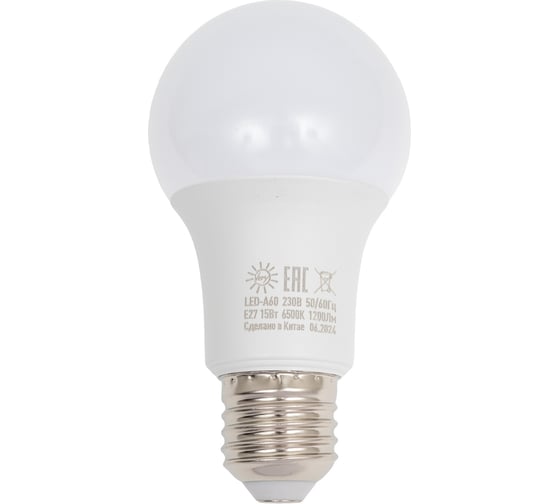 Изображение товара Светодиодная лапма Very груша A60, 15Вт, 6500К, E27, (шт.) 89-1-27-156