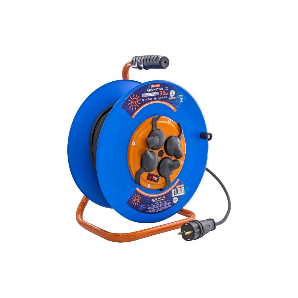 Изображение товара Силовой удлинитель Very на металлической катушке 4 розетки 30м