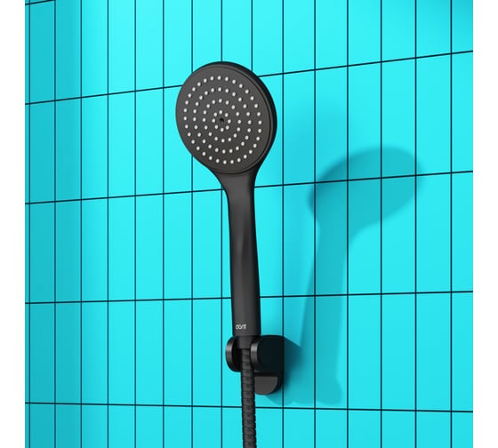 Изображение товара Душевой набор Dorff Comfort лейка 1f, шланг, держатель, черный D0208000BL