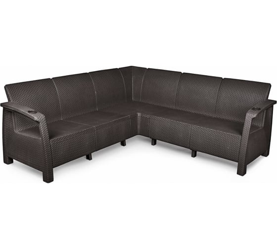 Изображение товара Диван WORKY "Ротанг-плюс" угловой без подушки, мокко, 200x200x79 см ARD257733