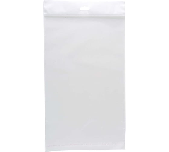 Изображение товара Пакет ООО Комус бопп, 200x300+30 мм, клапан со скотчем, европодвес, 25 мкм, 100 шт. 1540200