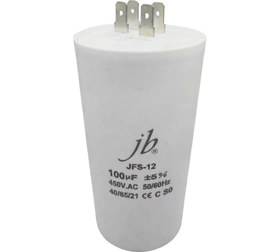 Изображение товара Конденсатор пусковой JB Capacitors 100мкФ, 450В, 50x117, JFS-12 (CBB60-A) (клеммы) JFS12A6107J000000B-136