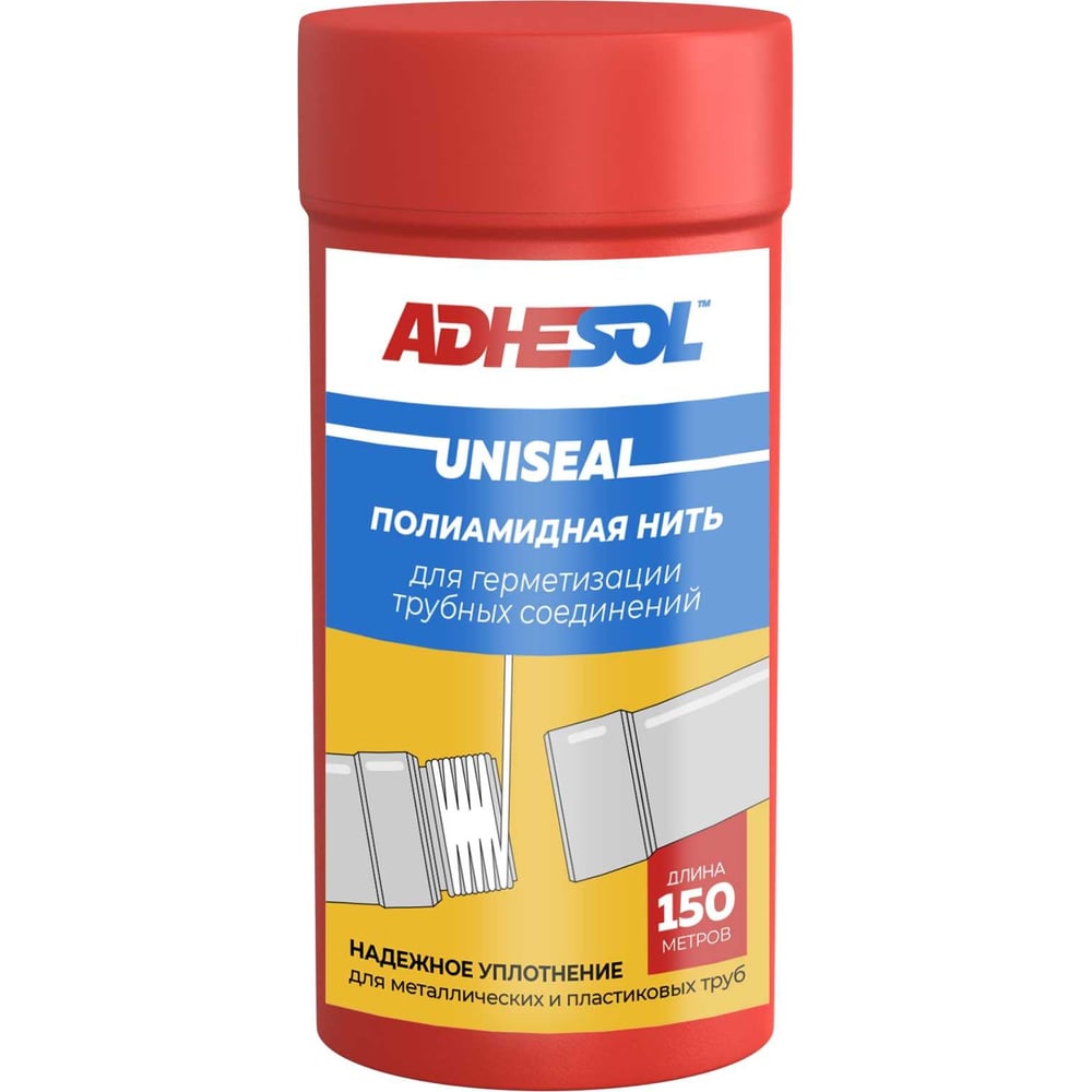 Изображение товара Уплотнительная сантехническая нить ADHESOL uniseal 150 м для герметизации резьб