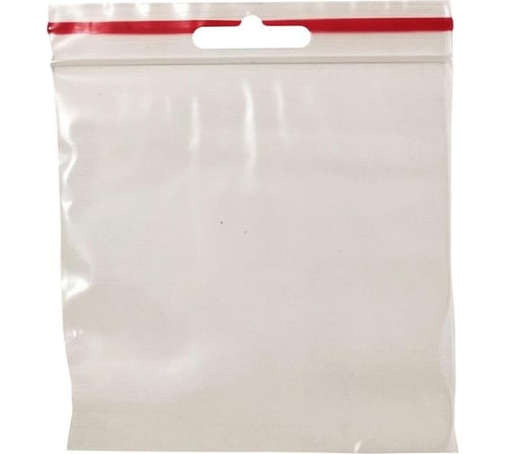 Изображение товара Пакет с замком ООО Комус zip lock, с европодвесом, 10x10 см, 60 мкм, 100 шт. 1269621