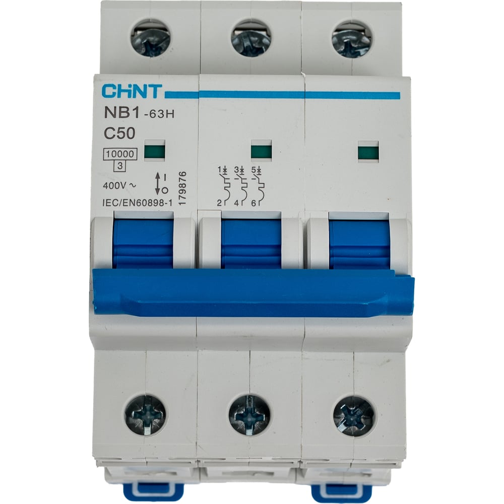 Изображение товара Автоматический выключатель CHINT модульный 3п 50А 10кА NB1-63H (R)