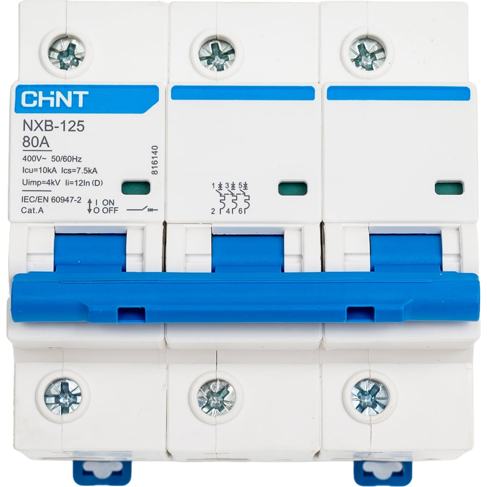 Изображение товара Автоматический выключатель CHINT модульный 3п D 80А 10кА NXB-125