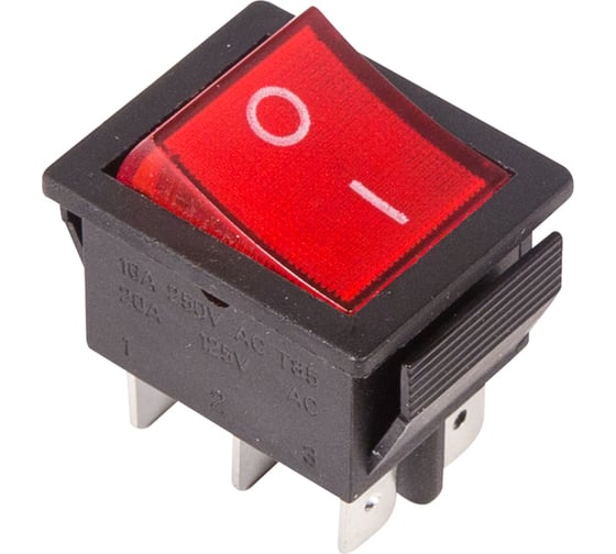 Изображение товара Переключатель клавишный REXANT 250V 15А (6с) ON-ON красный с подсветкой (RWB-506, SC-767) 06-0305-B