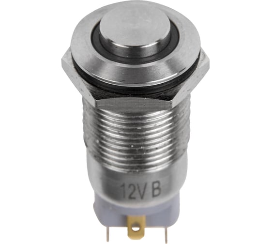 Изображение товара Антивандальная кнопка REXANT d12, 12В(LED), без фиксации (4с), OFF-(ON), красная (A-12-C2) 06-0342-A