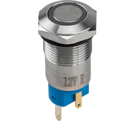 Изображение товара Антивандальная кнопка REXANT d12, 12В(LED), без фиксации (4с), OFF-(ON), красная (A-12-C2) 06-0342-A