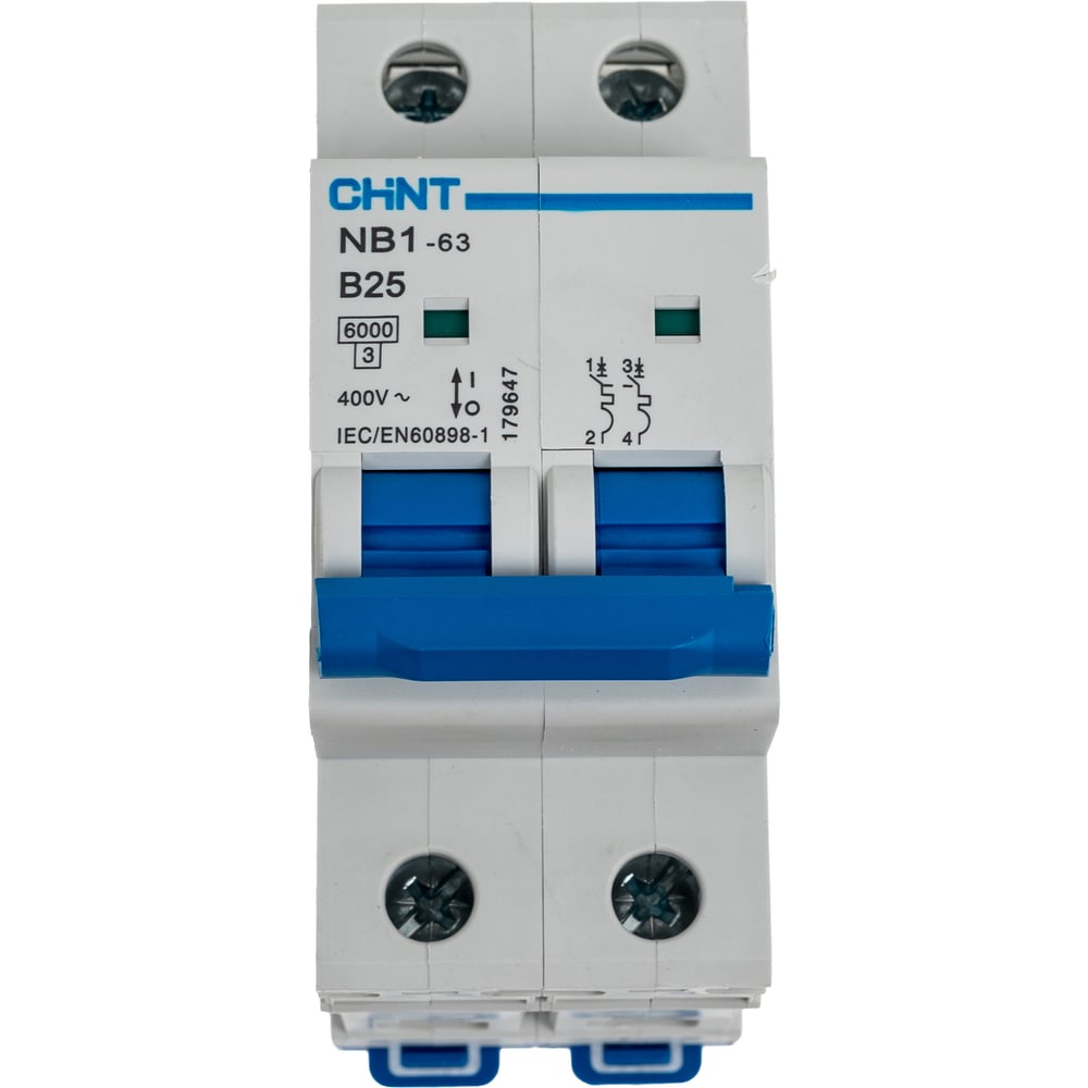 Изображение товара Автоматический выключатель CHINT модульный 2п 25А 6кА NB1-63 (R)