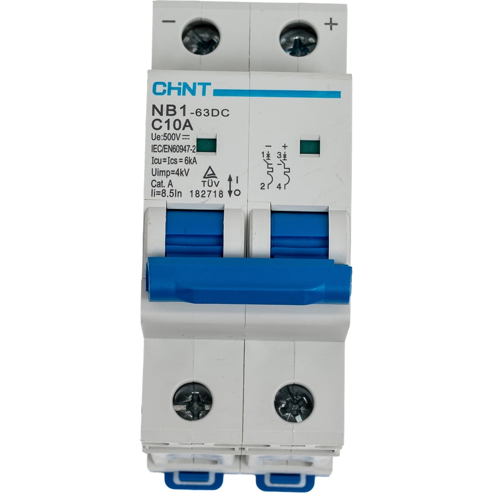 Изображение товара Автоматический выключатель CHINT модульный 2п C 10А 6кА NB1-63DC 500В DC
