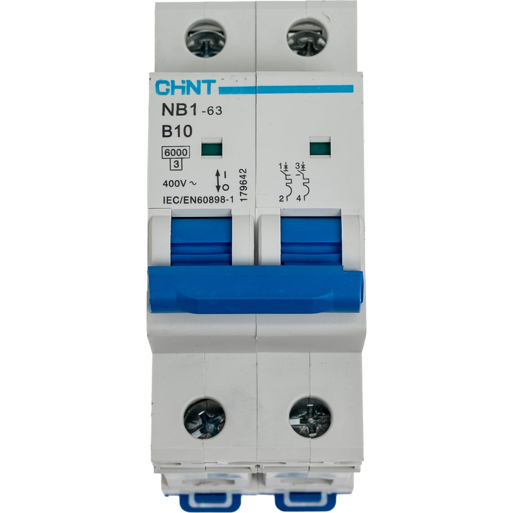 Изображение товара Автоматический выключатель CHINT NB1-63 10 А (2 полюса) модульный