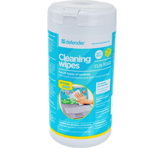Изображение товара Салфетки для экранов Defender CLN 30322 Optima 100 шт, туба 30322