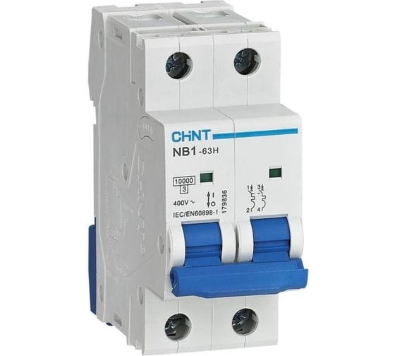 Изображение товара Автоматический выключатель CHINT модульный 2п C 25А 10кА NB1-63H (R) 179829