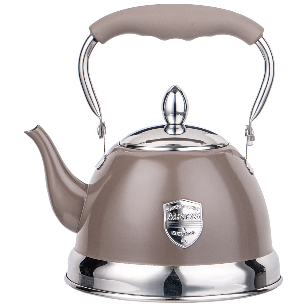 Изображение товара Чайник Agness с фильтром 1 л индукционное капсульное дно складная ручка шоколадный