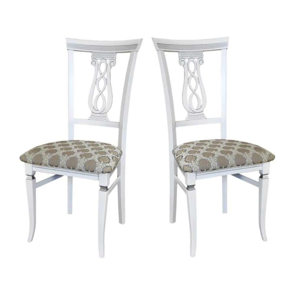 Изображение товара Комплект из 2 стульев Мебелик Агнесс и Маркус серебро белый/серебро, классический стиль