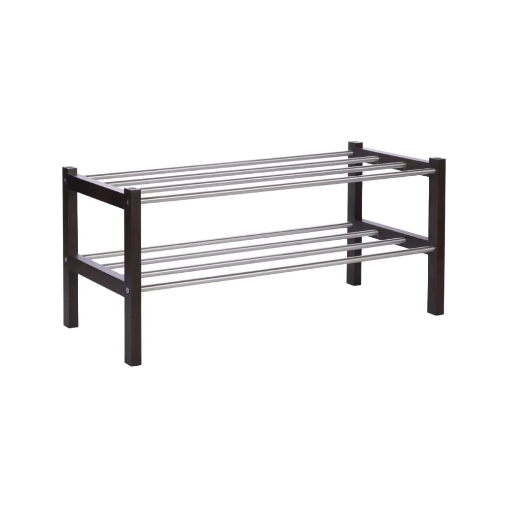 Изображение товара Обувница Мебелик Атлас венге П0006827 — стильная этажерка для обуви из массива бука и металла