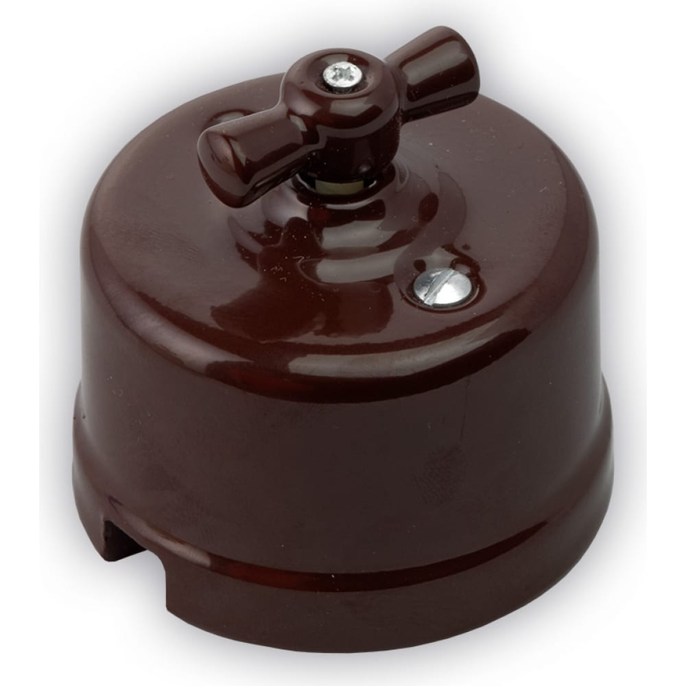 фото Двухклавишный выключатель retrika, ретро цвет коричневый r-sw-22
