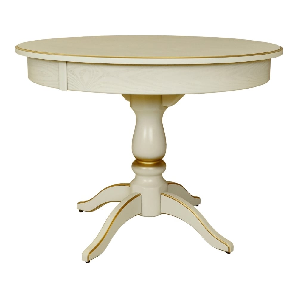 Изображение товара Обеденный раздвижной стол Мебелик Моро 04 слоновая кость золото 100/140 см