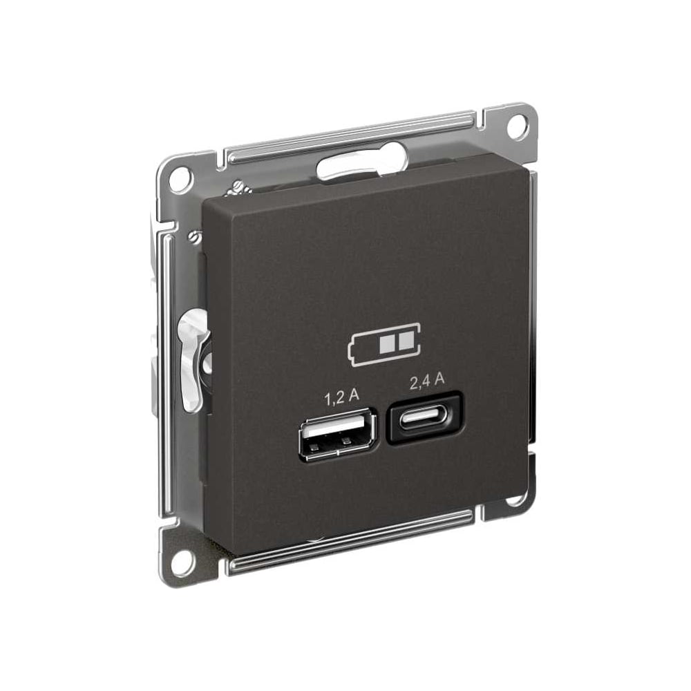 Изображение товара Механизм usb розетки на 2 USB и Type C Systeme Electric Atlasdesign базальт