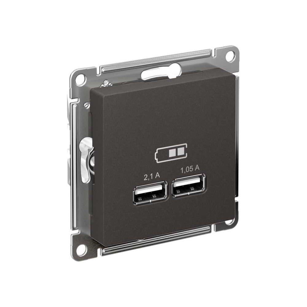 Изображение товара Механизм usb розетки a+a Atlasdesign базальт 5в/2,1а 2x5в/1,05а