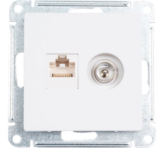 Изображение товара Двойная тв + компьютерная rj45 розетка Systeme Electric Atlasdesign лотос кат. 5е ATN001389