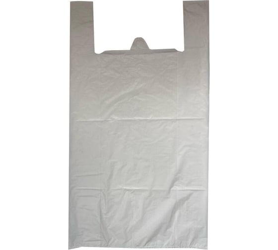 Изображение товара Пакет-майка ООО Комус пнд, 40+18x70 см, усиленный, 30 мкм, белый, 50 шт. 1496651