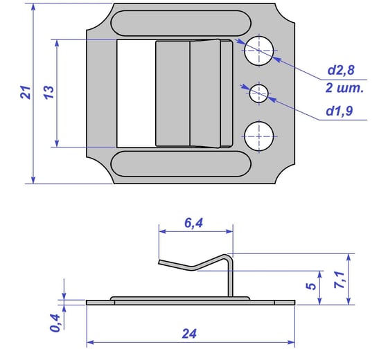 Изображение товара Кляймер для вагонки Левша 5 мм, с гвоздем, 80 шт. У6-3005.Ц