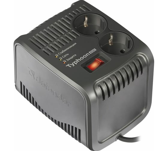 Изображение товара Стабилизатор напряжения Defender AVR Typhoon 600 200 Вт, 2 розетки 99032