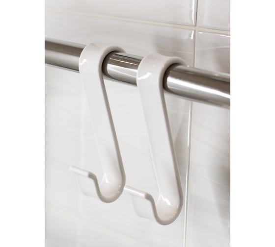 Изображение товара Комплект крючков Bath Plus s-обр. пластик 2 шт., белый КП007