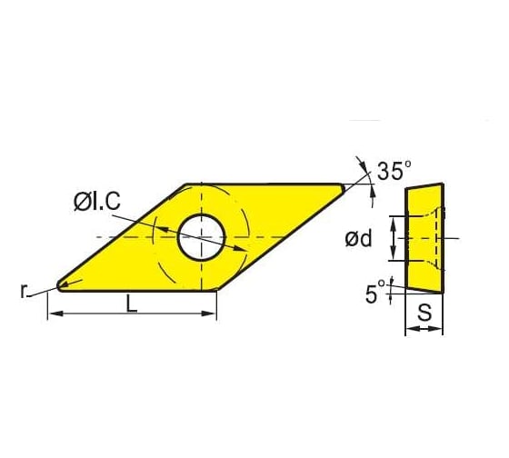 Изображение товара Пластина VBMT160404-hm YBC251, 10 шт ZCC-CT 00001217361