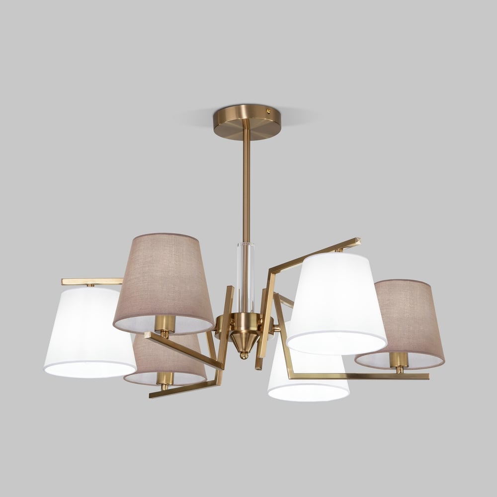 Изображение товара Потолочная люстра Eurosvet с тканевыми абажурами 60149/6 латунь