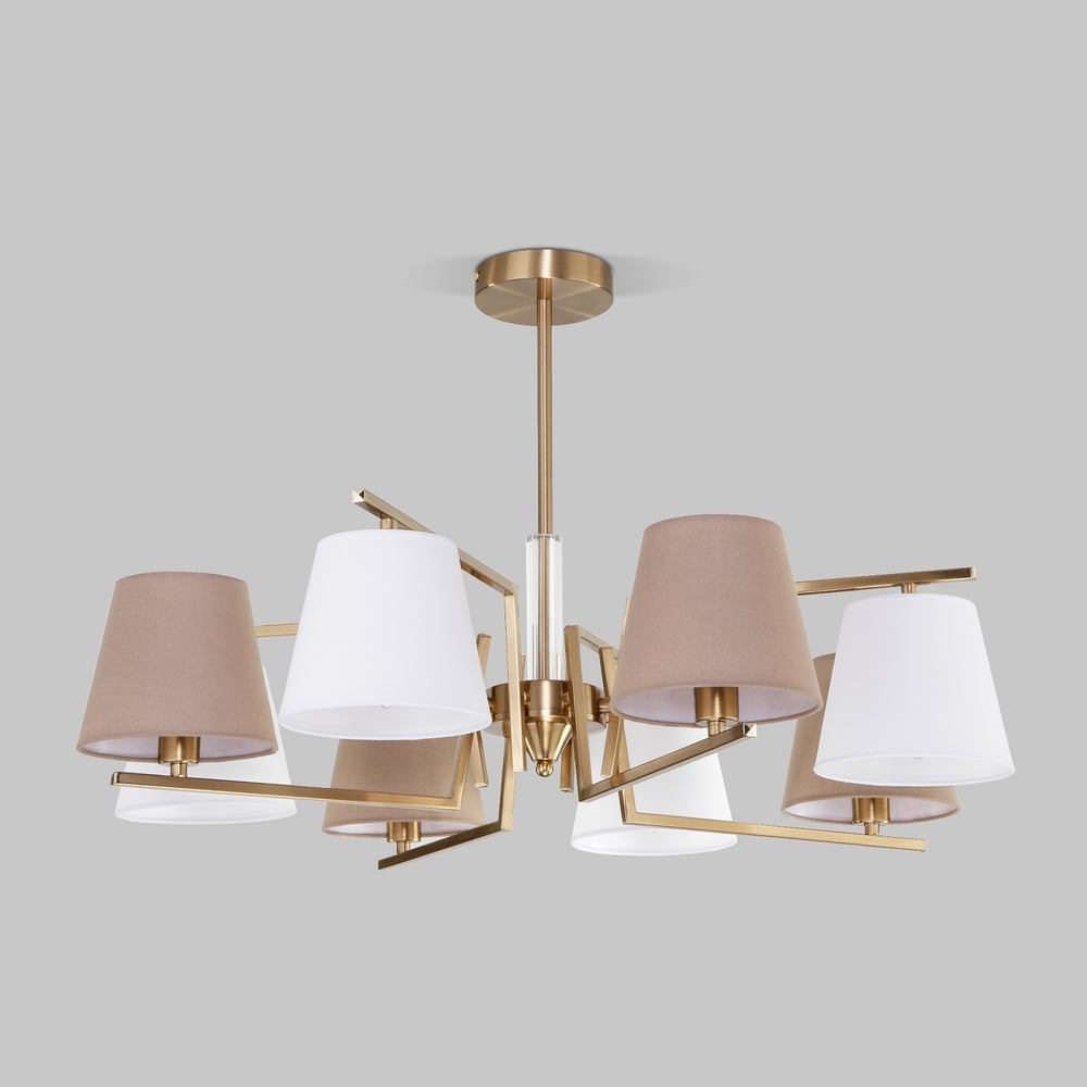 Изображение товара Потолочная люстра Eurosvet с тканевыми абажурами 60149/8 латунь классика