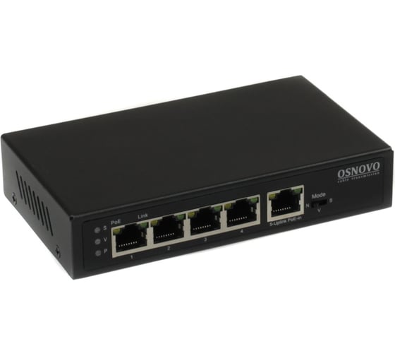 Изображение товара PoE коммутатор/удлинитель OSNOVO SW-8050/D Gigabit Ethernet на 5 портов c питанием по PoE sct1259