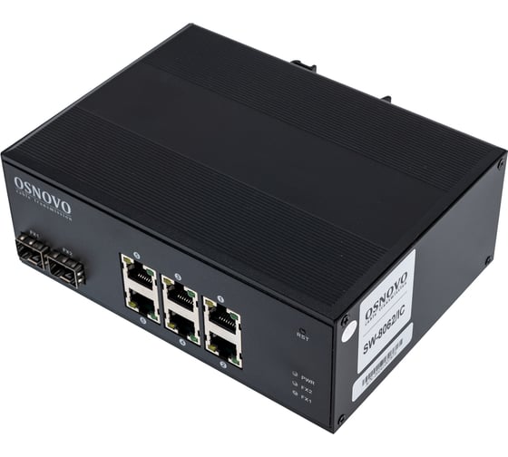 Изображение товара Промышленный PoE коммутатор OSNOVO SW-8062/IC Gigabit Ethernet на 8 портов sct0888