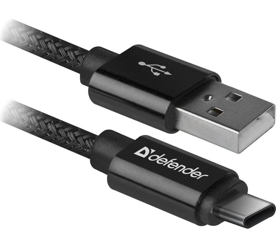 Изображение товара USB кабель Defender USB09-03T PRO USB2.0 Черный, AM-Type-C, 1m, 2.1A 87814