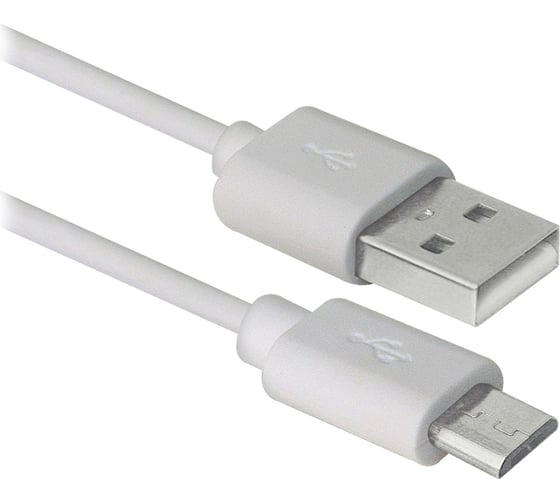Изображение товара USB кабель Defender USB08-10BH USB2.0 белый, AM-MicroBM, 3м 87468