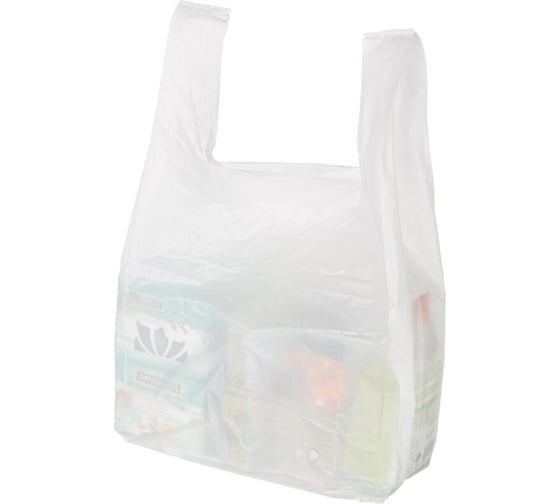 Изображение товара Пакет-майка ООО Комус 38+20x68 см, 15 мкм, 100 шт., белый s 728844