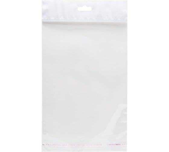 Изображение товара Пакет ООО Комус бопп, 150x200+30 мм, клапан со скотчем, европодвес, 25 мкм, 100 шт. 1540198