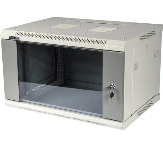 Изображение товара Настенный шкаф TWT Pro 9U 600x450 стеклянная дверь CBWPG-9U-6x4-GY