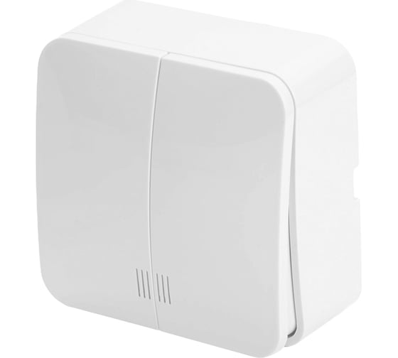 Изображение товара 2-клавишный выключатель STEKKER открытой установки с индикатором , 250в, 10а, ip20, серия софия, белый, msw10-21-01, 49290