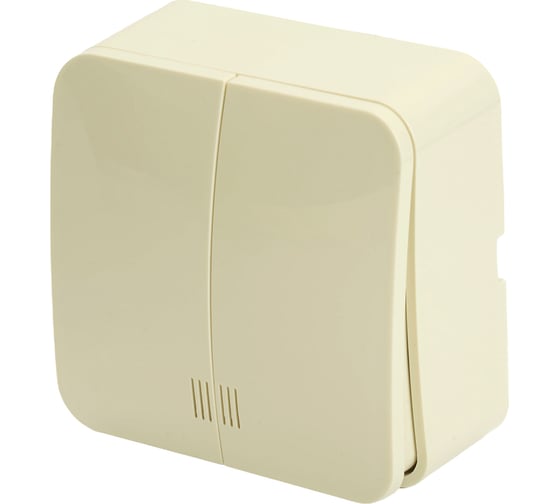 Изображение товара 2-клавишный выключатель STEKKER открытой установки с индикатором, 250в, 10а, ip20, серия софия, слоновая кость, msw10-21-04, 49476