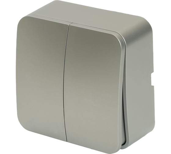 Изображение товара 2-клавишный выключатель STEKKER открытой установки, 250в, 10а, ip20, серия софия, серебро, msw10-20-03, 49297