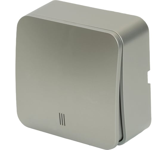 Изображение товара 1-клавишный выключатель STEKKER открытой установки с индикатором, 250в, 10а, ip20, серия софия, серебро, msw10-11-20-03, 49296