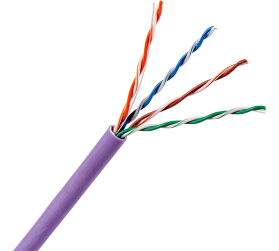 Изображение товара Кабель TWT UTP, 4 пары, категория 5e, нг А-LS, IEC 60332-3, фиолетовый, 305м в катушке, 5EUTP-NGLS