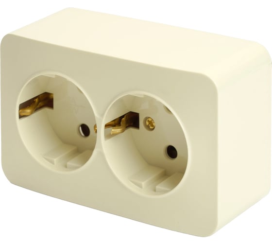 Изображение товара 2-местная розетка STEKKER с/з открытой установки 250в, 16а, ip20, серия софия, слоновая кость, mst16-12-04, 49497