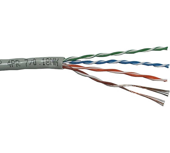 Изображение товара Кабель TWT UTP патч-кордовый витая пара, 4 пары, категория 5e, PVC, серый, 305м в катушке 5EUTP-PT-GY