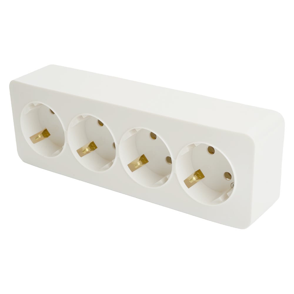 Изображение товара 4-местная розетка STEKKER серия София белая открытая установка 250в 16а