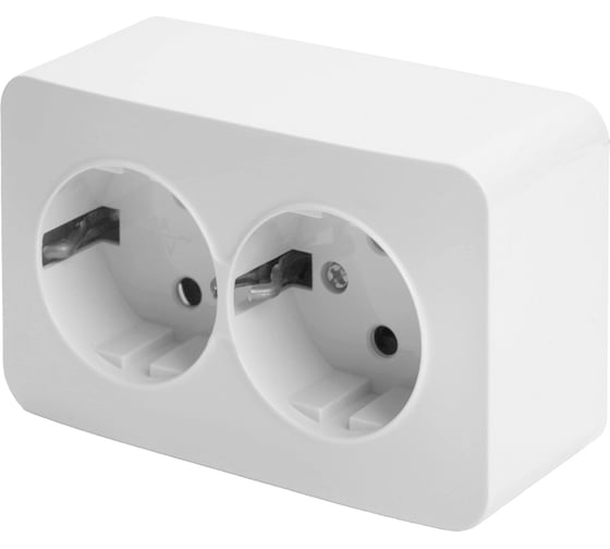 Изображение товара 2-местная розетка STEKKER с/з открытой установки 250в, 16а, ip20, серия софия, белый, mst16-12-01, 49304